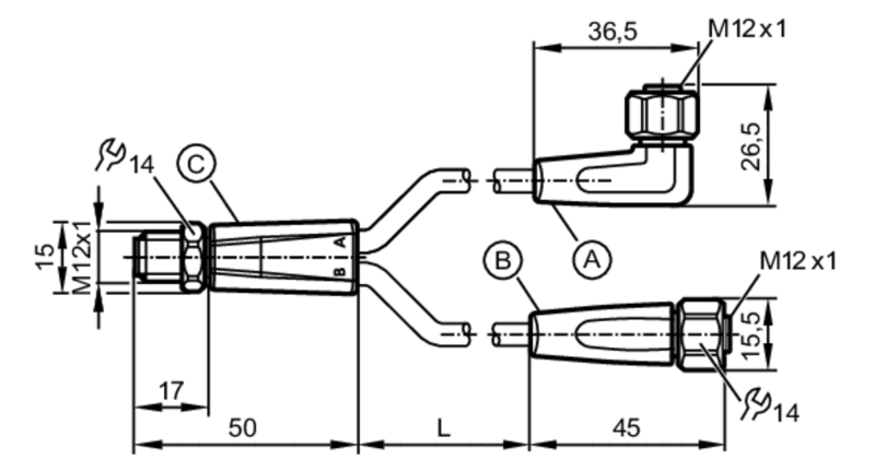Y-соединительный кабель EVT606 Ifm electronic