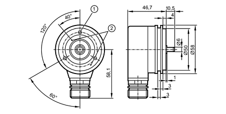 Инкрементальный энкодер со сплошным валом RU1125 Ifm electronic